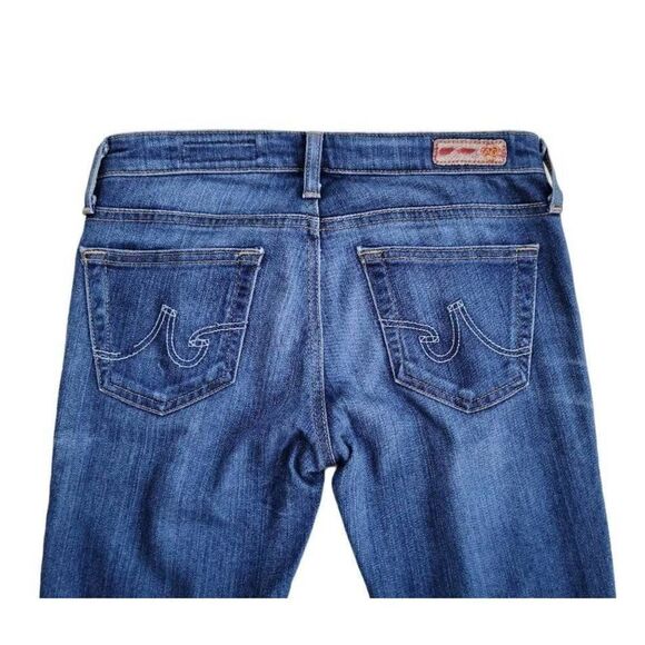 AG The Stevie Slim Straight Semi-Dark Wash Whiskering Denim Jeans Size 24R - Picture 7 of 12